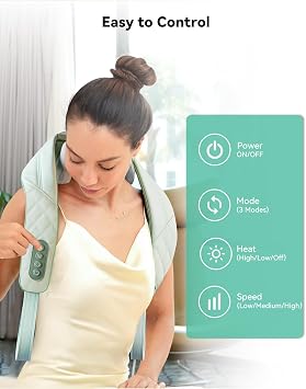 Snailax Cordless Neck Shoulder Massager with Heat, 4D Deep Tissue Kneading, Shiatsu Back Massager Pillow for Neck, Shoulder, Gifts for Men, Women