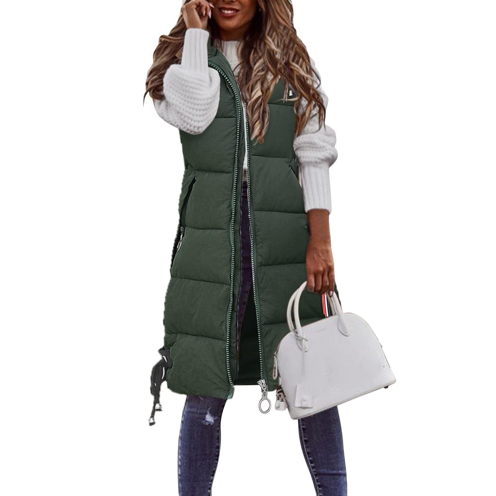 Gilet trapuntato da donna e giacca autunnale, leggero, da donna, caldo cappotto invernale, design con cerniera, elegante gilet con tasche per autunno e inverno