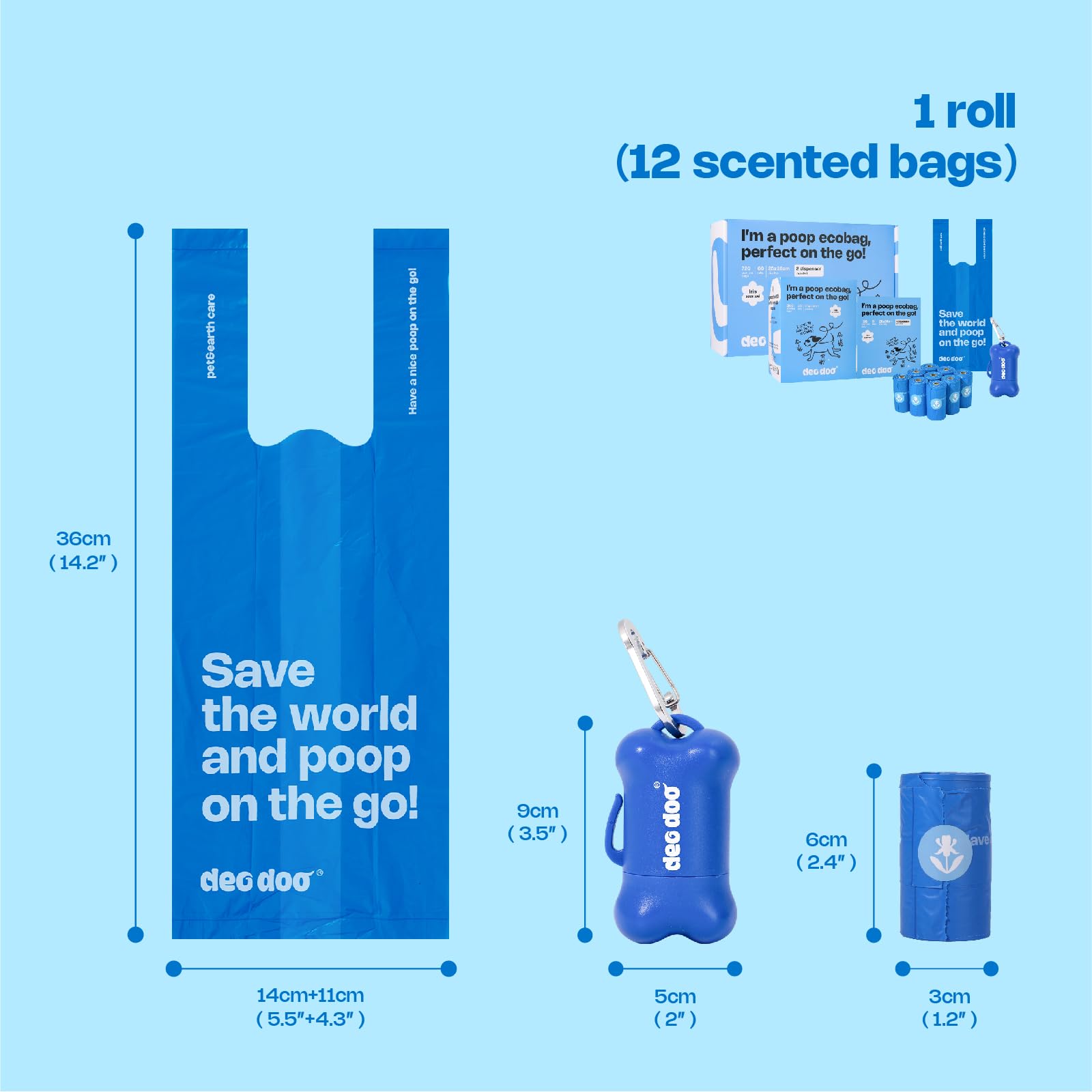 Deo Doo Dog Poop Bags with Handles 60 Rolls 720 Counts Big Sizes Leak Proof and Extra Thick Waste Bags Refill Rolls for Walking Small Medium Large Dogs Cats Litter With 2 Holders Iris Scented - Image 3