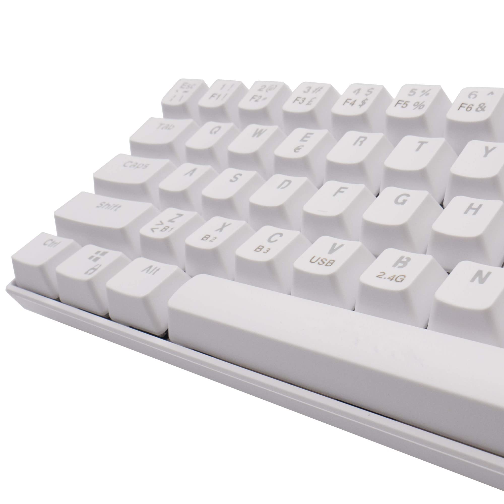 SIMPLETEK Teclado mecánico RGB Gaming 3 en 1 inalámbrico 2,4 GHz, Bluetooth y USB | Blanco Batería integrada