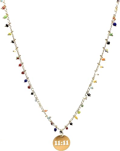 Angel Number Necklace for Women, 111 Necklace, 18k Gold Plated Necklace, Numerology Necklace, Gifts for Her, Women Necklace, Colorful Nekclace,