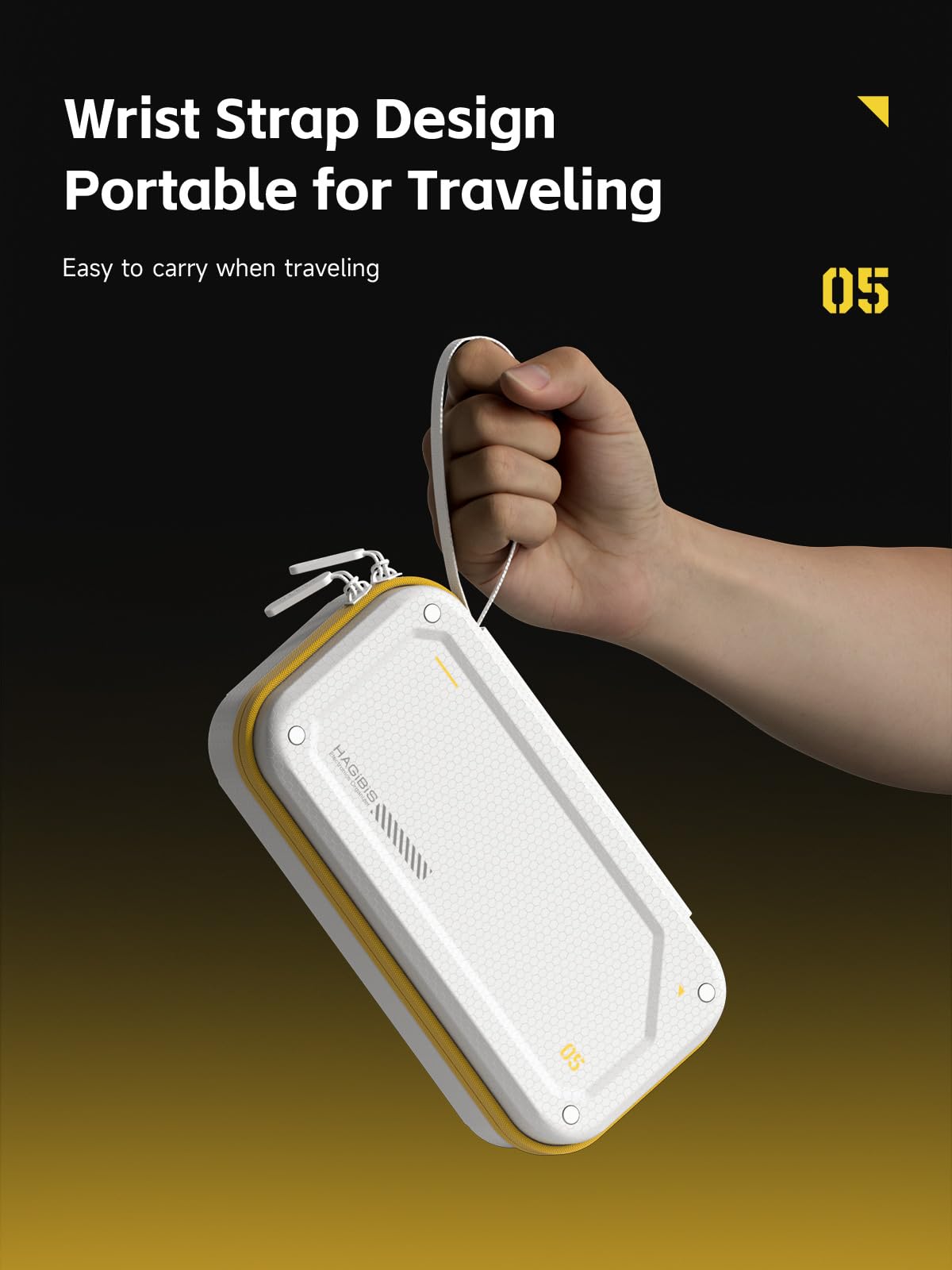 Hagibis Organiseur électronique de Voyage en EVA Rigide PU Pochette de Transport Portable pour Souris, Chargeur, câbles, Banque d'alimentation, Cartes SD, disques Flash USB, Accessoires (Blanc)
