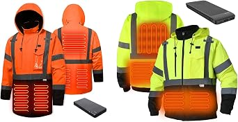 Safety Heated Jacket, Reflective Heated Jacket,Waterproof CLASS 3 Hi-Vis jacket