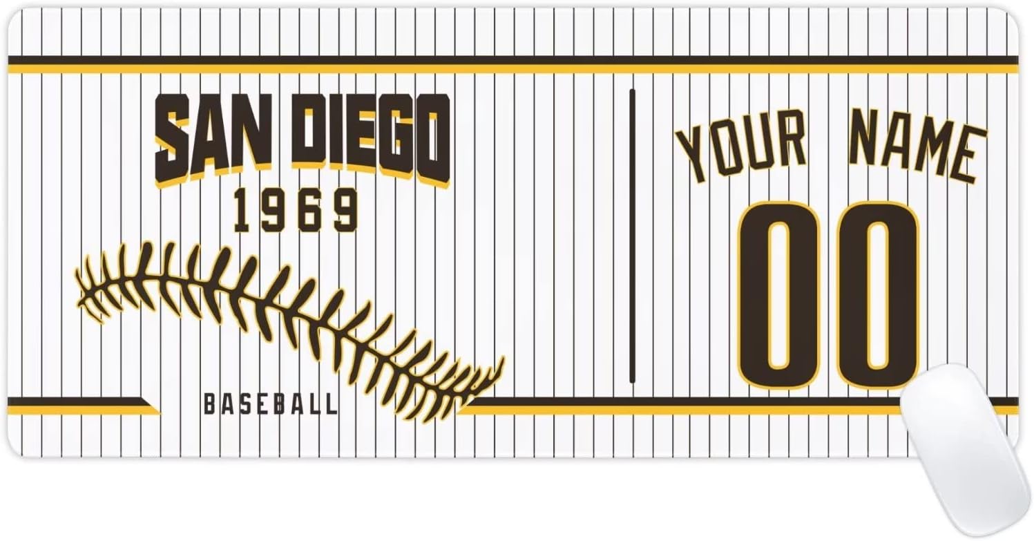 San Diego Mouse Pad Custom Any Name and Number Personalized Desk Pad for Men Women Youth Gifts