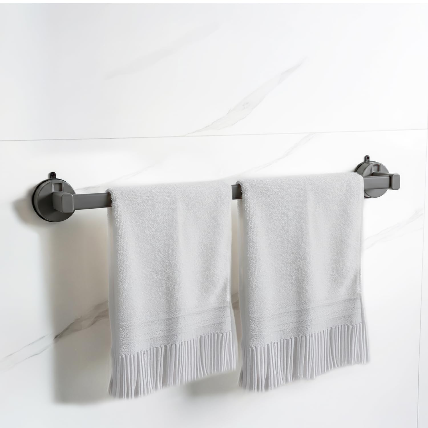 Amazon Basics Suction Towel Holder for Bathroom – Rust - Free Powder Coated Wall Mounted Towel Rack No Drill Towel Rack Modern Bathroom Accessories Organizer Grey-image-37