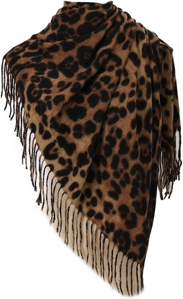 Classic Leopard Print Scarf Winter Warm Animal Soft Cashmere Blanket Scarf Wrap Shawl