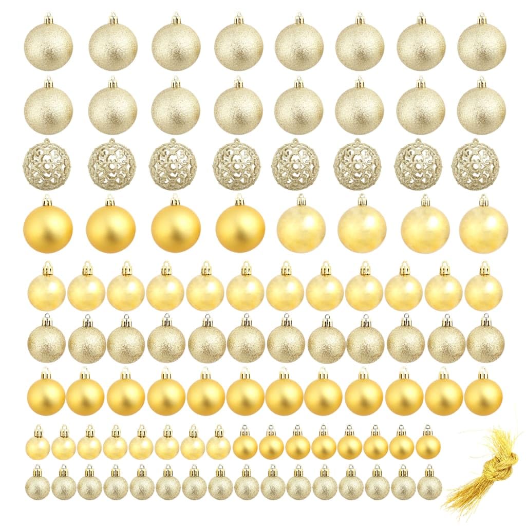 Lot de 100 boules de Noël 3/4/6 cm, dorées, mates, brillantes, scintillantes, boules de Noël