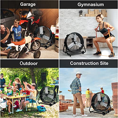 24 Inch High Velocity Heavy Duty Industrial Fan With 3-Speed Adjustment Up To 8100 Cfm, Larage Fan Floor For Factory Storehouse Workshop Garage Shop Gym Patio Deck Construction Site #TOP6
