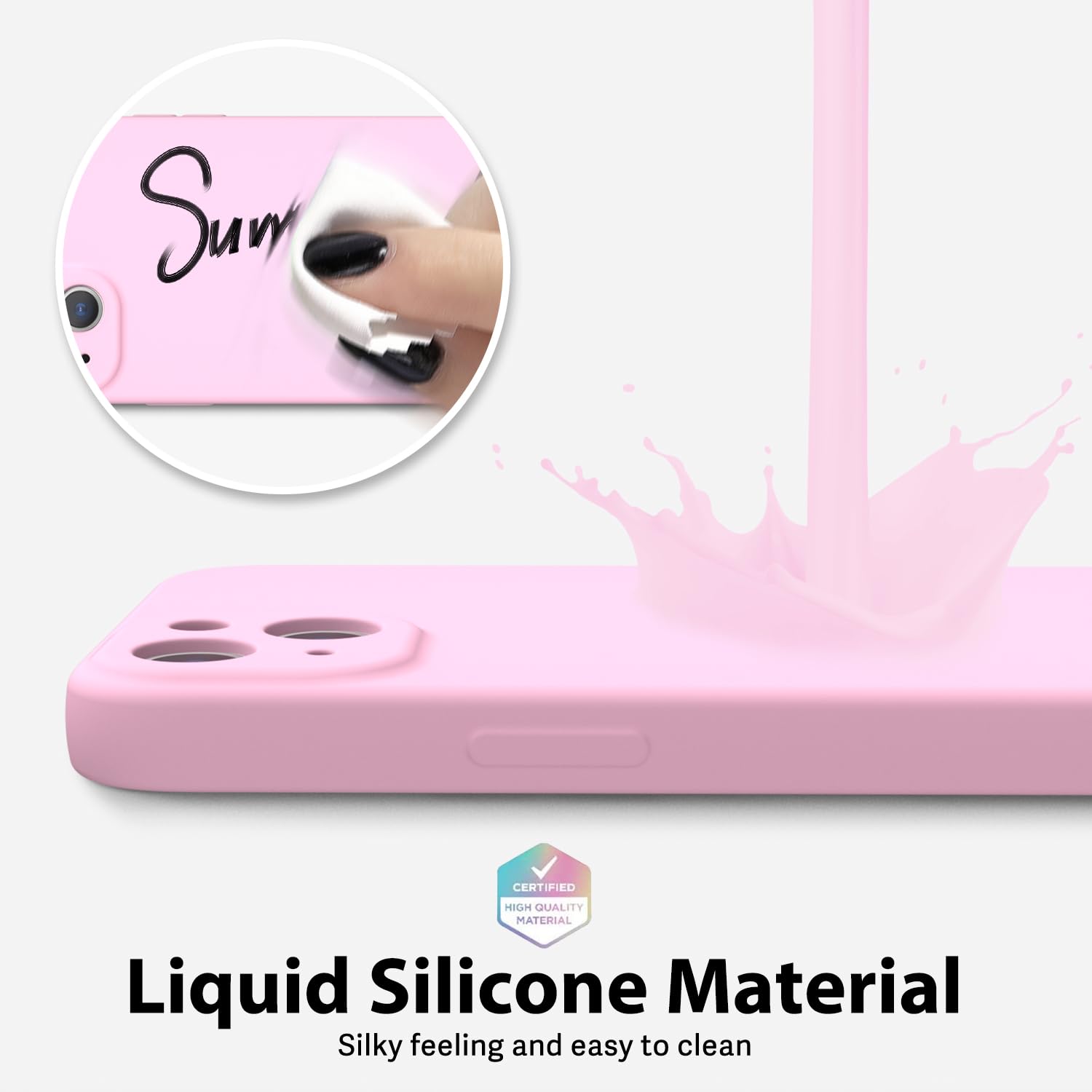 oakxco for iPhone 16 Pro Max Case Liquid Silicone, Soft Rubber Gel Elegant Aesthetic Basic Simple Cover, Cute Thin Slim TPU Matte Solid Color Plain Smooth Case for Women Girl, Light Pink — view 1351