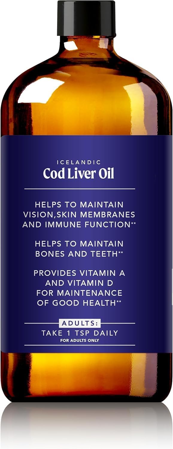 SOULSATION Icelandic Cod Liver Oil Liquid, Lemon (16oz - Pack of 2) - Vitamins A & D, EPA & DHA - Helps Vision, Skin Membranes & Immune Function - MSC Certified, Non-GMO