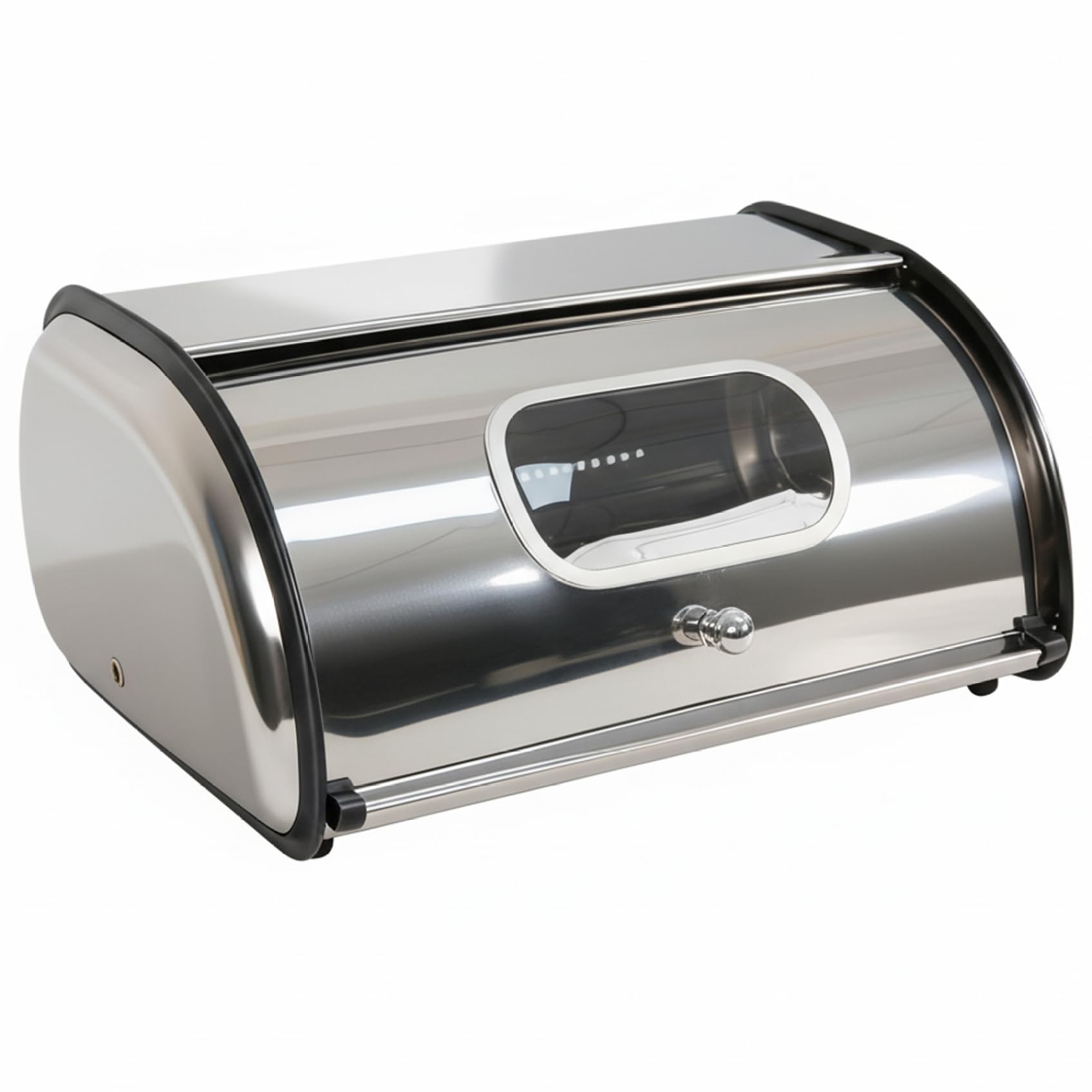 Panera de acero inoxidable para mantener el pan fresco en la encimera de la cocina