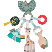 Sophie la girafe Sensory Activity Ring   Baby Teething Toy with Rattle, Crinkle Sounds & Textures   BPA-Free, Natural Rubber & Fabric   Attaches to Stroller/Car Seat   Washable, Gift-Ready for Infants