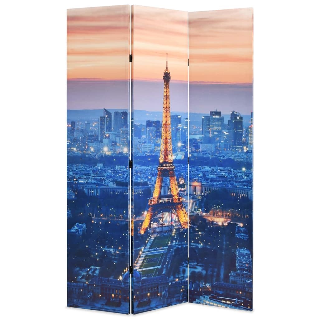Paravent Pliable 120x170 cm Paris la Nuit, Cadre Bois Massif
