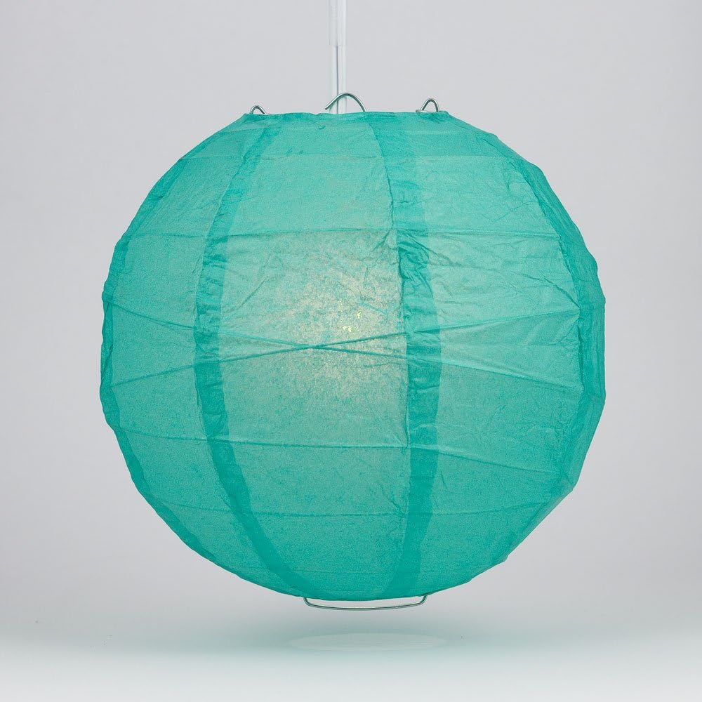 Luna Bazaar Premium Paper Lantern Lamp Shade (12-Inch, Free-Style Ribbed, Teal) - Rice Paper Chinese/Japanese Hanging Decoration - for Home Decor, Parties, and Weddings