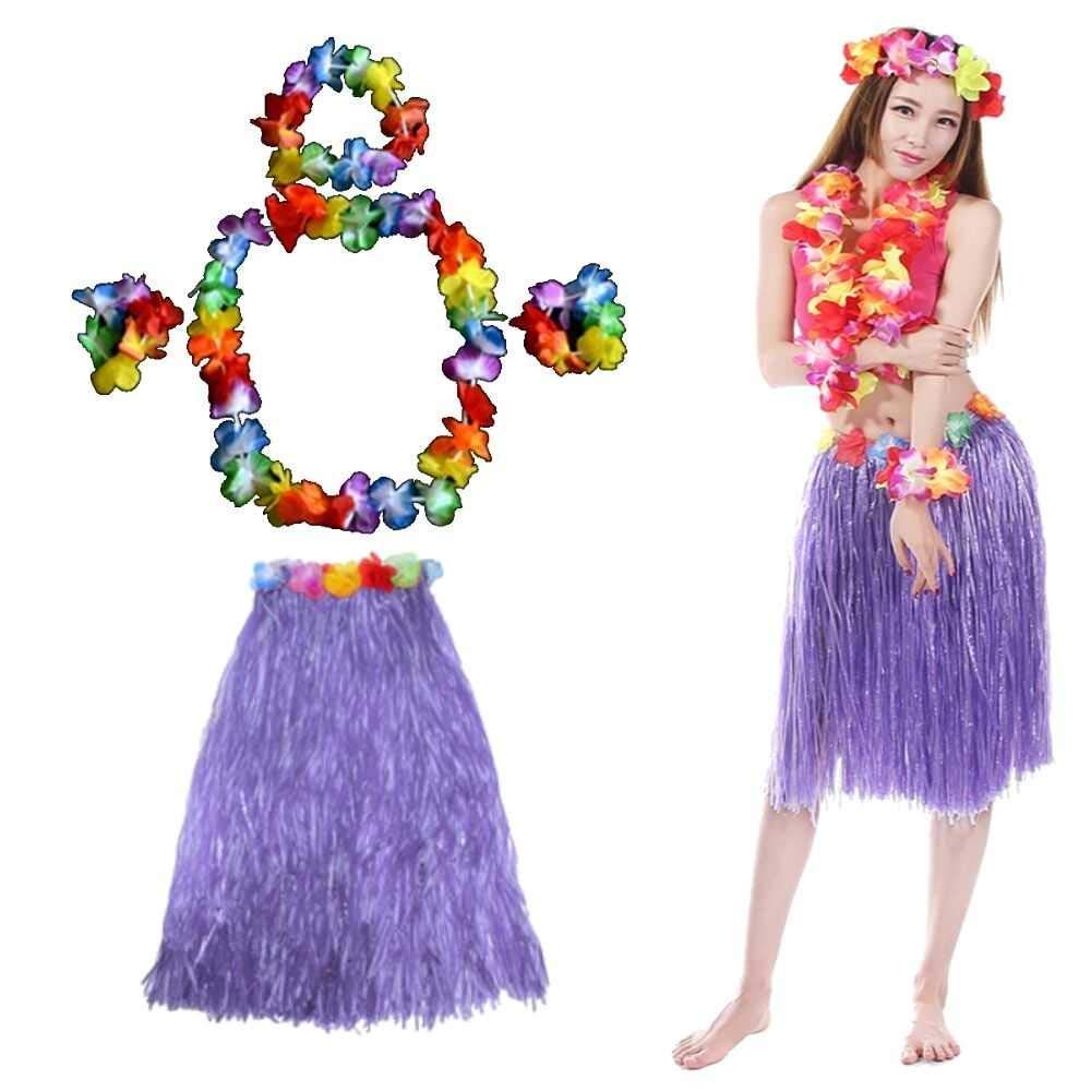 Buy Quickdraw Hawaiian Hula Grass Skirt and Flower Hula Lei Garlands