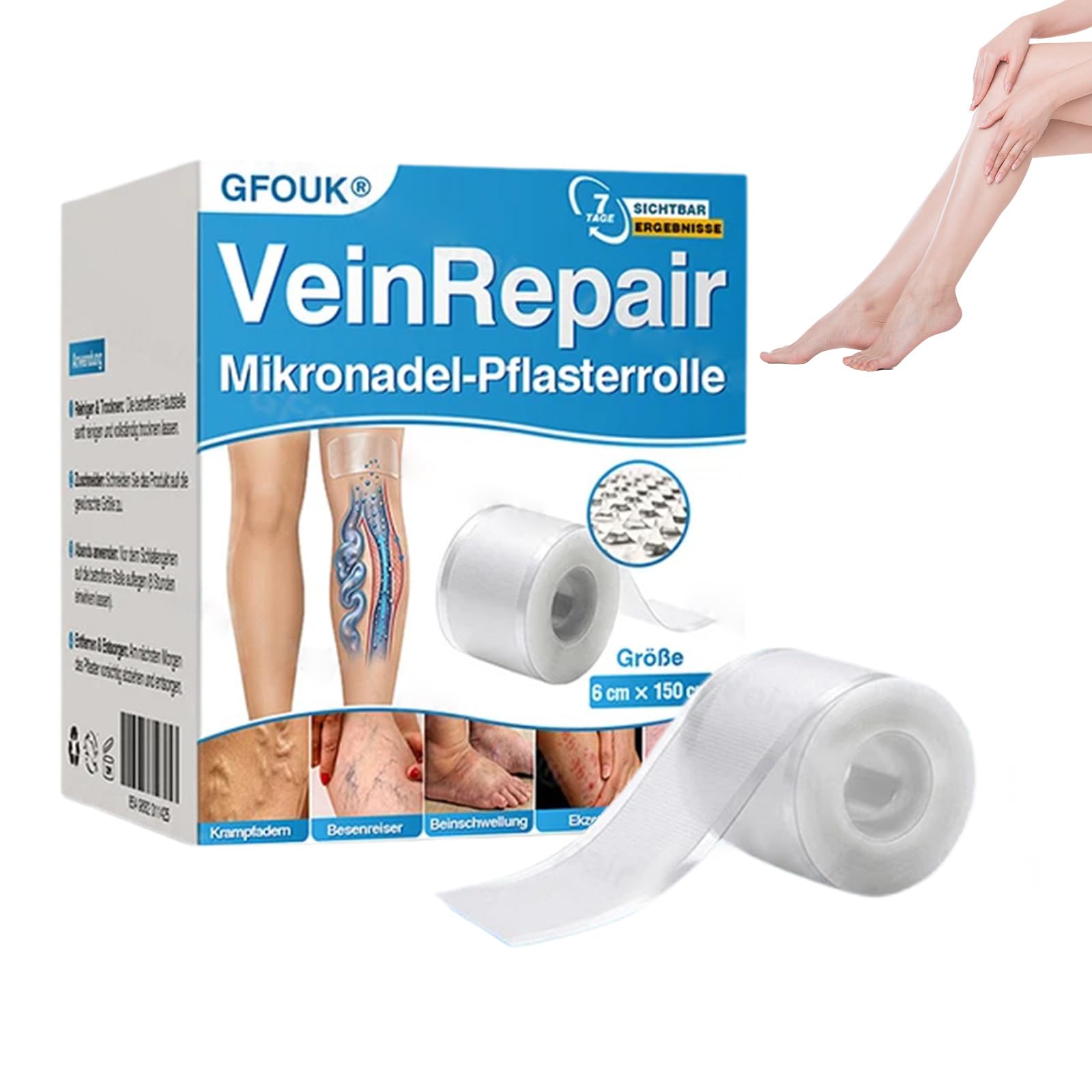GFOUK VeinRepair Mikronadel Pflasterrolle, GFOUK Mikronadel Pflaster, 2026 Fortschrittliche Vein Repair Patches Roll, Natürliche Inhaltsstoffe, für Alle Hauttypen (1 Pack)