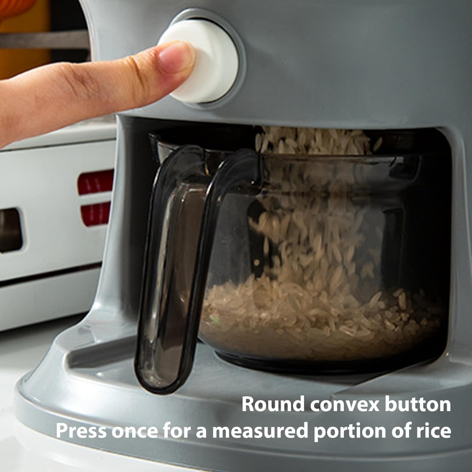 Contenitore per riso, dispenser automatico di riso con tazza per risciacquo, design a pressione e finestra di visualizzazione per un'organizzazione efficiente della cucina