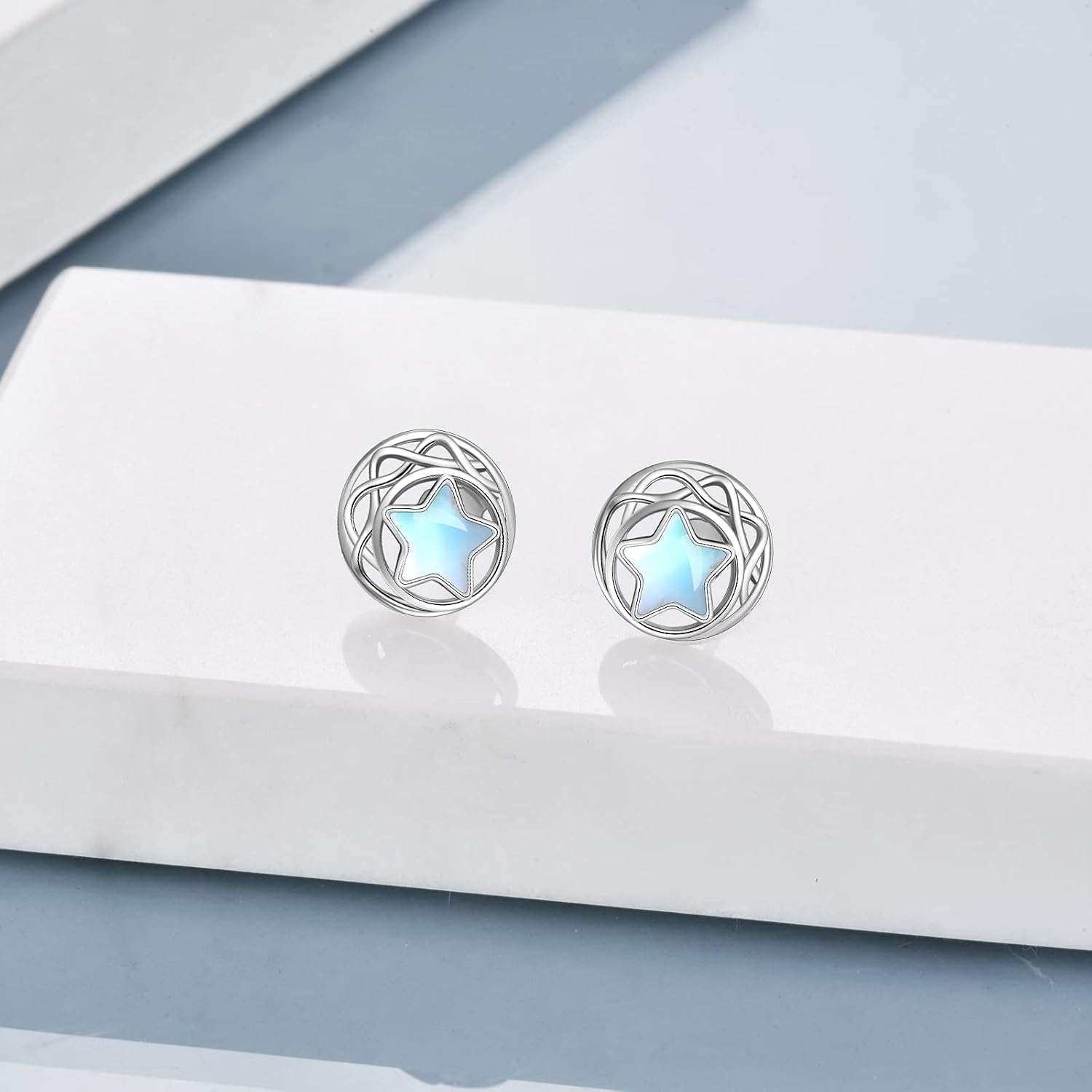 Moonstone Earrings Sterling Silver Stud Earrings Moonstone Jewelry for Women Hypoallergenic Earrings for Sensitive Ears - Image 2