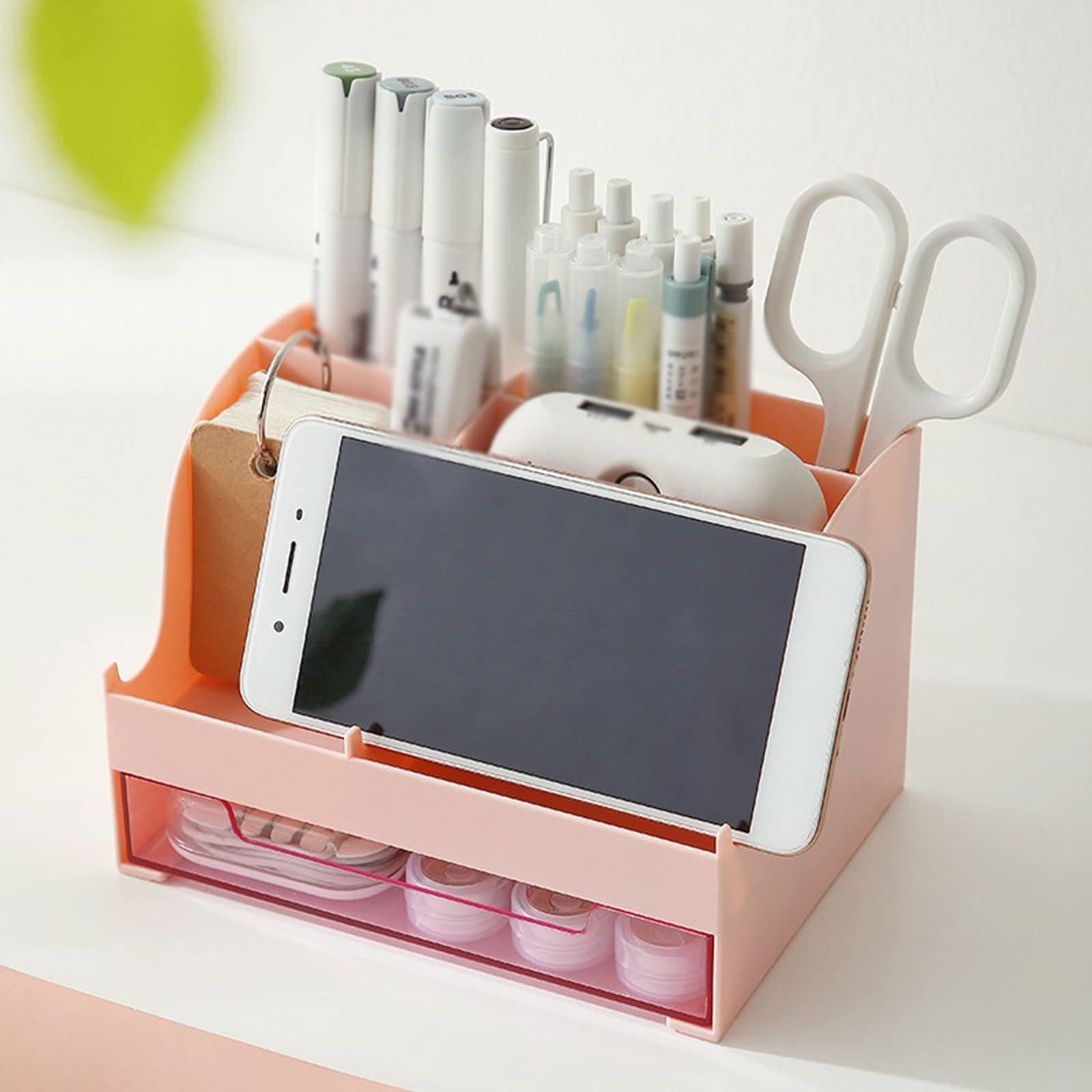 Schreibtisch-Organizer, Stiftbehälter, großes Fassungsvermögen, Schreibtischzubehör, Stifthalter mit Schublade, Bleistift-Aufbewahrungsbox, Schreibtisch-Aufbewahrungsbox, Schule, Büro, Schreibwaren (F