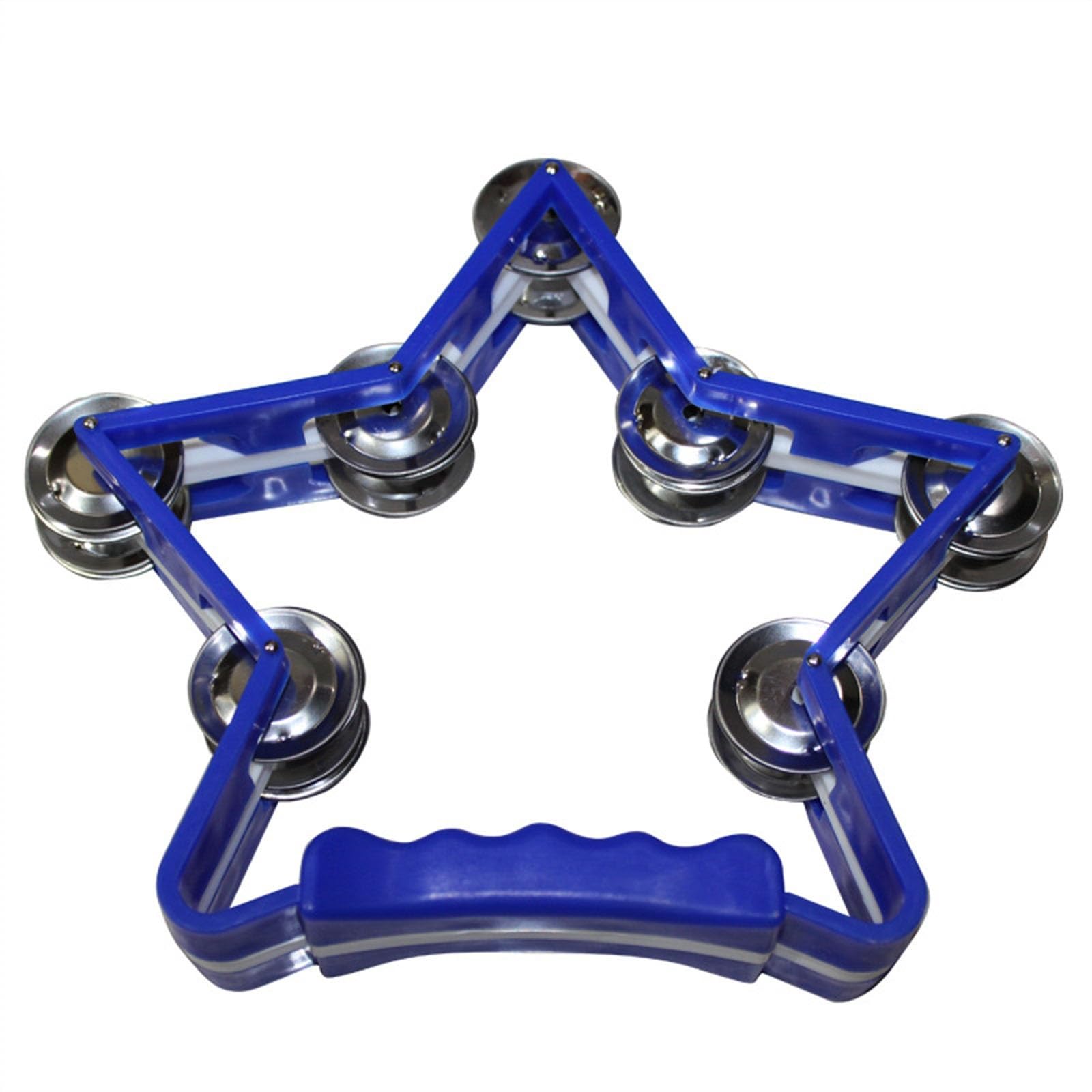 Bamfy Blue Star Shape Tambourine For Adults Children With Handle Grip Hand Held Percussion Metal Jingles Instrument For Church, Ktv, Party, Musical Educational(Blue)