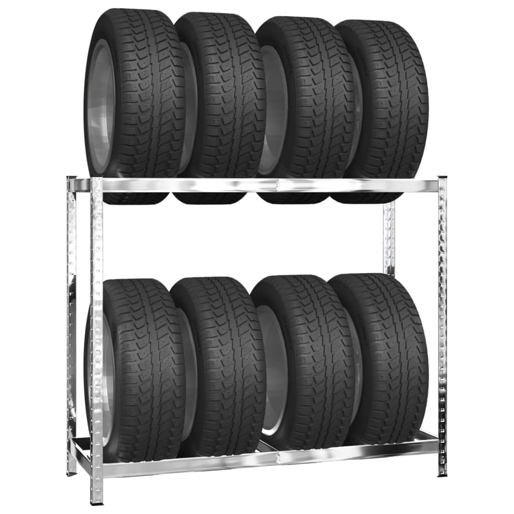 Porte-pneus à 2 Niveaux 3 pcs Argenté 110x40x110 cm Acier,Entreprise & Industrie,Stockage Industriel,Étagères industrielles,19.13 kg-3154230