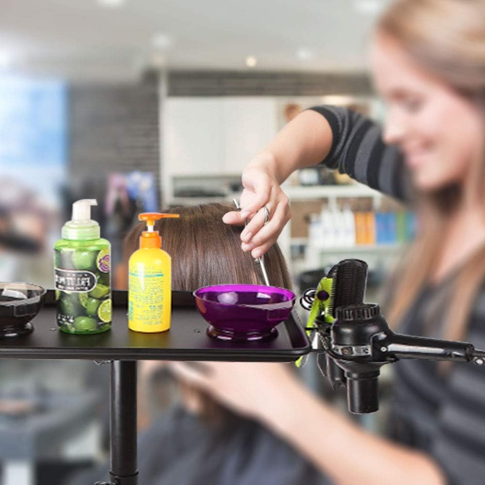 LEIBOU Beauty Aluminum Salon Tray Cart, Professional Adjustable Salon Instrument Trolley Stand with 5 Casters and Accessory Caddy, Large Tray, Beauty Tool Trolley Service Cart (Black) 7 61Yo4QnIhqL. AC SL1000