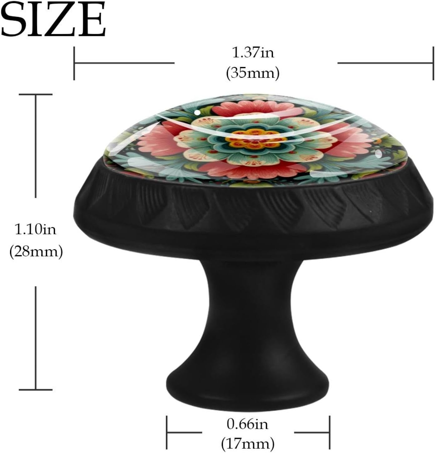 Black Norwegian Rosemaling Folk Style Flower - 2025-11-19T153922.497 Decorative Cabinet Knobs with Screws, Glass Drawer Knobs for Kitchen Bathroom Furniture