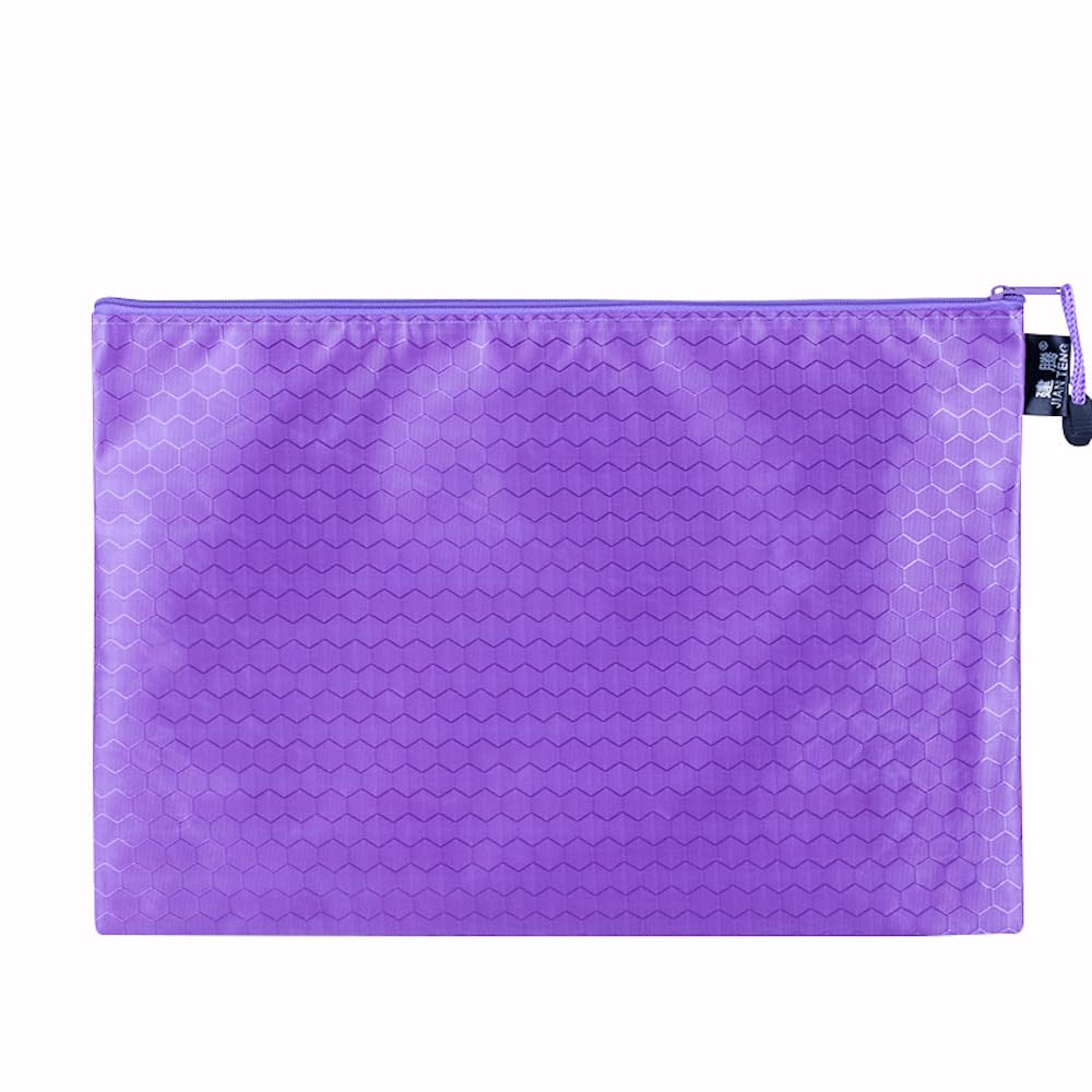 Pack of 2 Document Bags, Waterproof Zip Document Bag, File Bag, Briefcase, Storage Bag for Documents, Receipt, Paper, Office, School Trip, Cosmetics, Purple, A5, 24 x 18 cm โ image 1