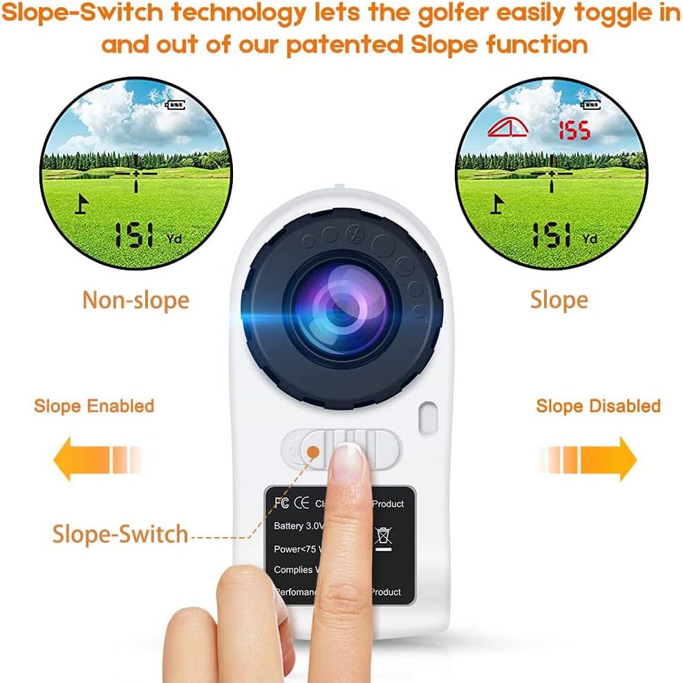 PeakPulse LE600AG Golf Rangefinder showing the slope switch function.