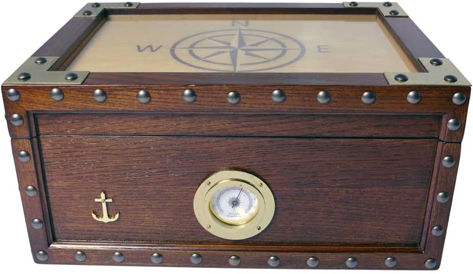 Humidor Supreme Maiden Voyage Cigar Humidor, 1 Glass Hygrometer, 1 Rectangle Humidifier, Spanish Cedar Tray with Divider, SureSeal Technology, Holds Up to 100 Cigars