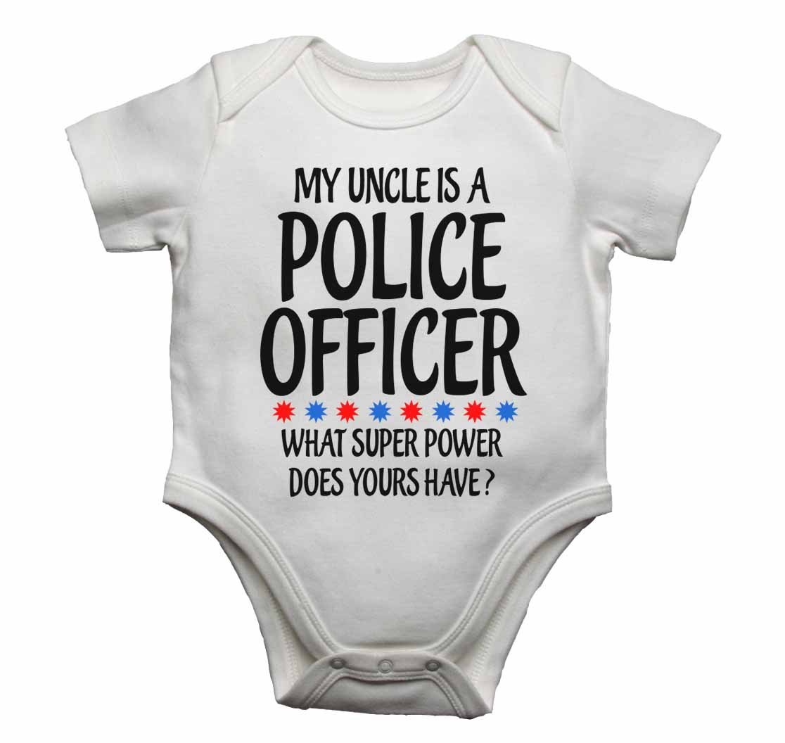 Little Ratbag Unisex Baby Bodysuit Vest - 100% Cotton Funny Baby Clothes - Short Sleeves Boy & Girl Baby Grows Clothing Suit - "My Auntie is A Police Officer What Super Power Does Yours Have?"