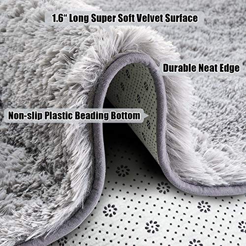 image for Zareas Modern Furry Area Rugs for Living Room 5x8 Grey Shag Rug for Be