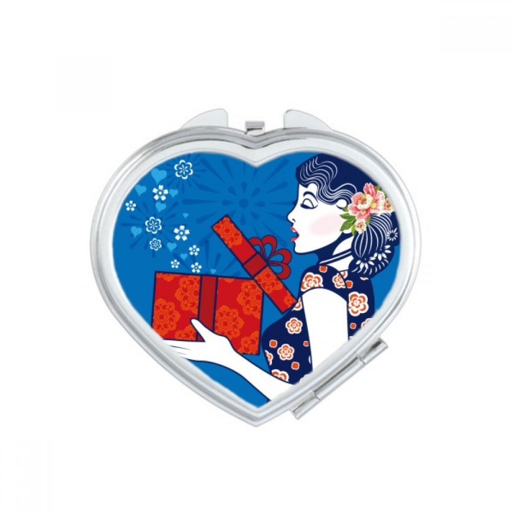 Miroir compact mignon en forme de cœur rouge, le petit cadeau portable idéal pour femme