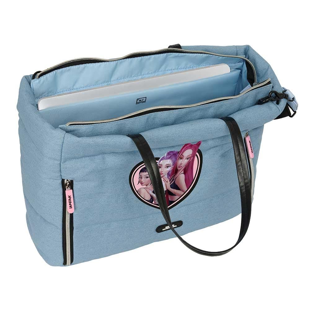 Safta | Bolsa Escolar K-Pop Demon Hunters Huntr/X con Compartimento Acolchado para Portátil 14,1″, Cremallera Gran Formato, Bolsillo Interior y 2 Frontales, Medidas 40x17x31 cm