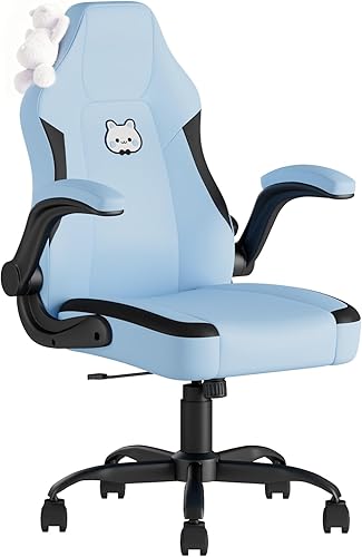 Silla de escritorio, silla de oficina ergonómica para adultos, silla de computadora con soporte lumbar y reposabrazos abatibles, silla de oficina de