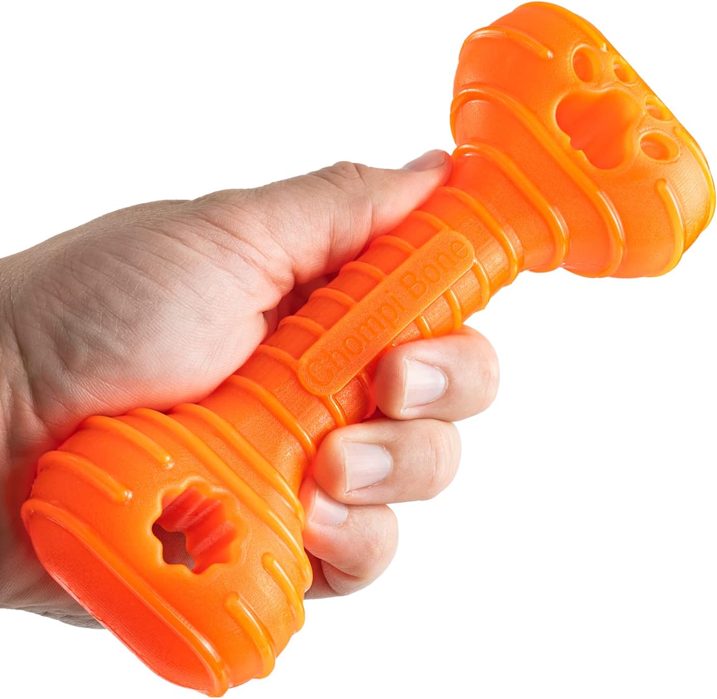 Jersey Dog Co Chompi Dog Bone, Rubber-Free Fillable Dog Bone Treat Holder, Safe Puppy Chew Toys, Made in USA Dog Toy 7" Long