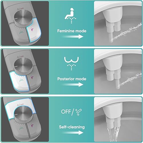 Miniatura 3 de Accesorio de bidé para inodoro, inodoro de bidé de doble boquilla SAILTOK (lavado femenino y trasero), no eléctrico, desmontaje con una tecla,
