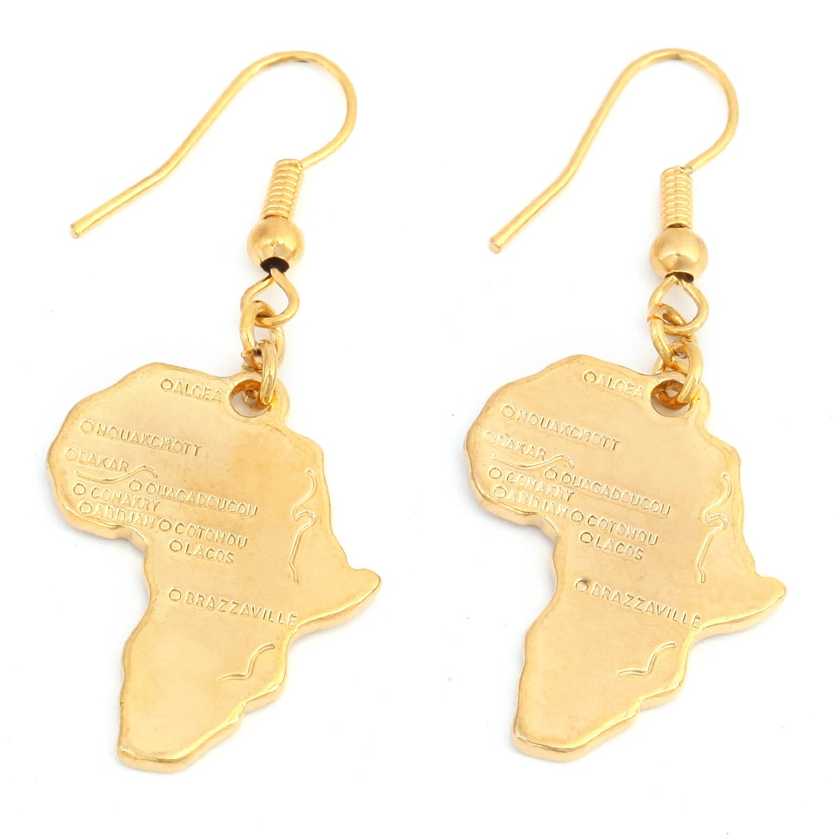 Boucles d'oreilles pendantes en acier inoxydable plaqué or