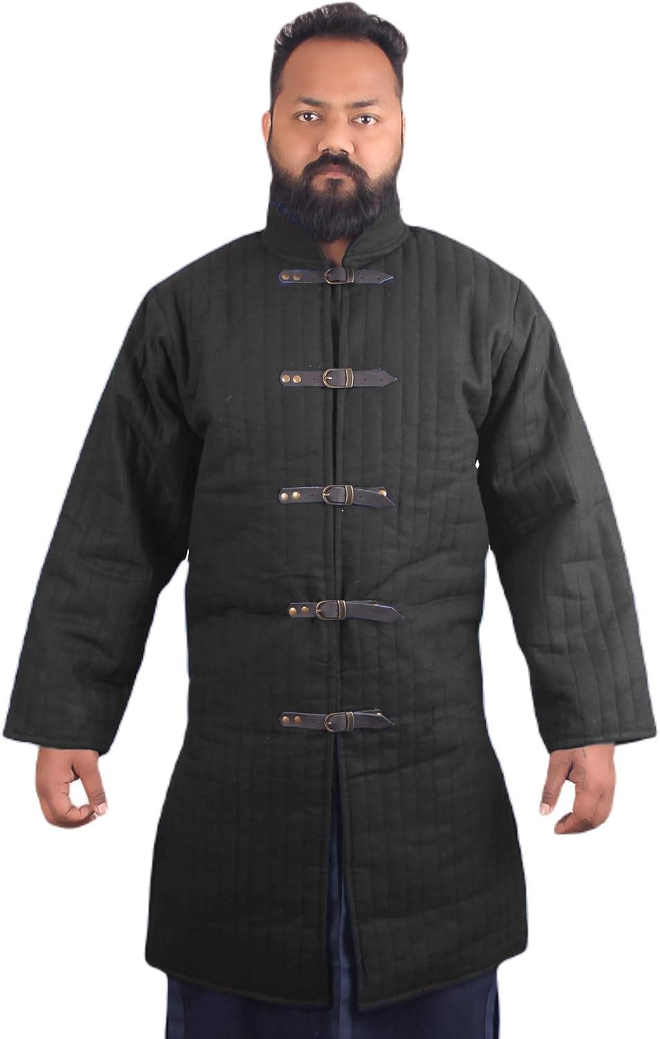The MEDIEVALS Thick Padded Full Length Gambeson Coat Aketon Jacket Armor, Black - 4X-Large