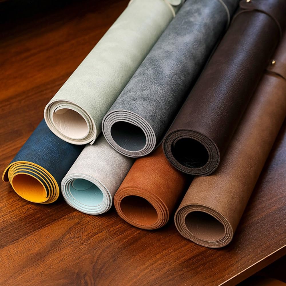 WYWY Sottomano in Pelle, Tappetino per Mouse con Motivo retrò in Pelle di Mucca, antimacchia e Impermeabile su Entrambi i Lati, Adatto per casa e Ufficio(Light Brown,70 * 140cm)