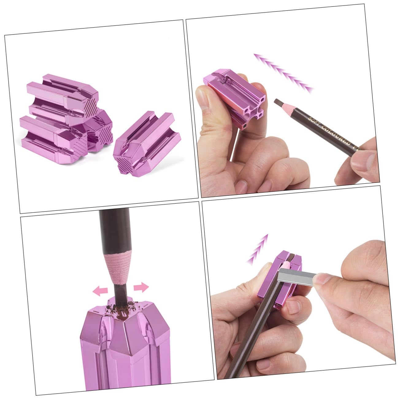 Housoutil 2Pcs Women's Makeup Pencil Sharpener Rose Pink Fine Craftsmanship Tool Compact for Travel