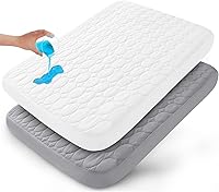 Vista 9 de Sábanas para Pack and Play Ajustables Protector Impermeable Acolchado, Paquete de 2 Almohadillas de Colchón de Corralito Compatibles con Graco Pack