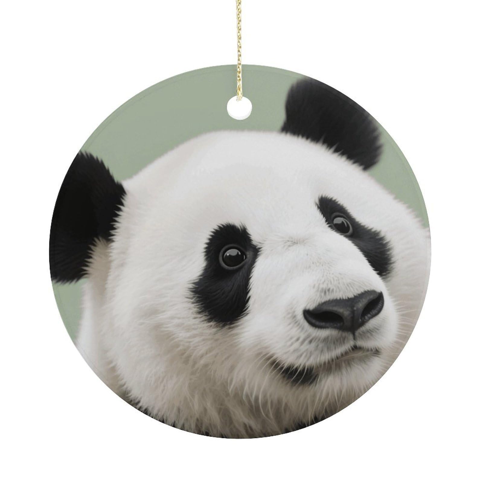Personalized Christmas Ornaments 2025 Ceramic Hanging Black and White Panda Ornaments with Gold String Double-Sided Vintage Holiday Decorations for Tree Mantel Tabletop Xmas Party Favors