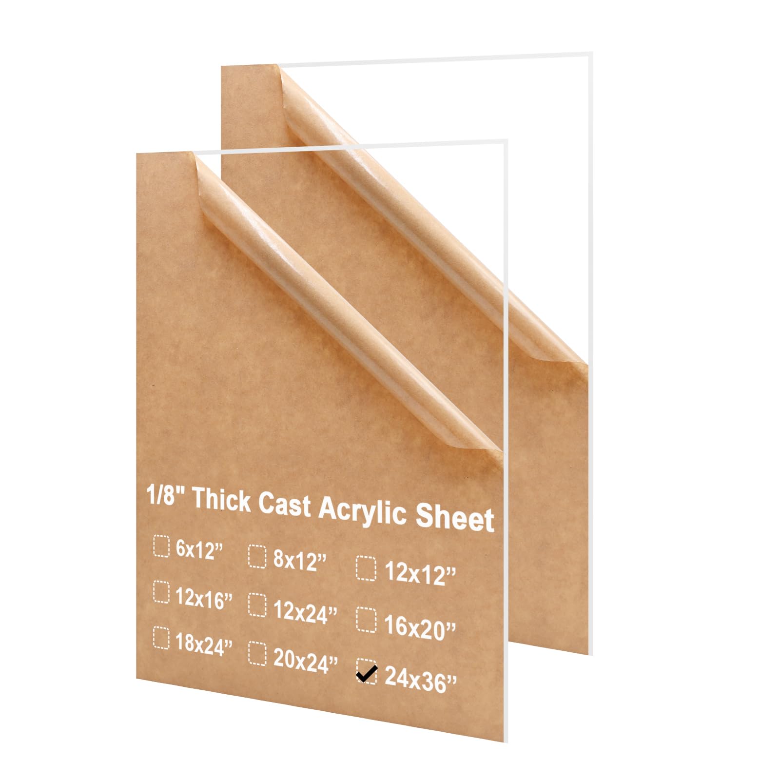 KINLINK 24x36 Plexiglass Sheets 1/8 inch-3mm Clear Acrylic Sheets, Clear Plastic Board Polycarbonate Sheet for DIY Project, Craft, Picture Frames, Acrylic Sign, Weding Invitaton, 2 Pack