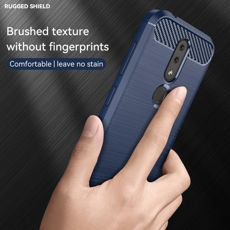 Image of Hybrid Carbon Fiber Back Case for Nokia 4.2 (Blue)