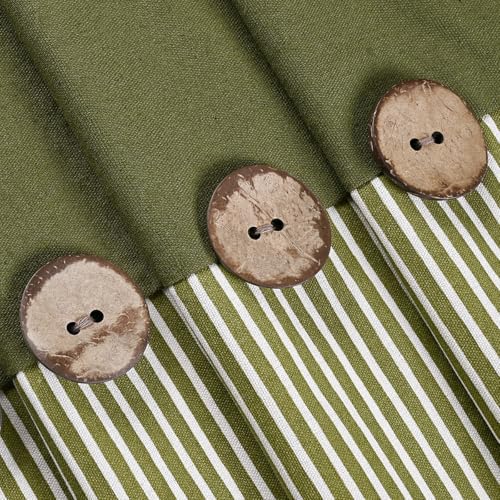DOSLY IDÉES Farmhouse Shower Curtain, Green and Green Stripe, Button Curtain, Cotton Blend Fabric, Rustic Charm Country Chic Style, 72x72 in, Bathroom by DOSLY IDÉES - Used condition - Image 2