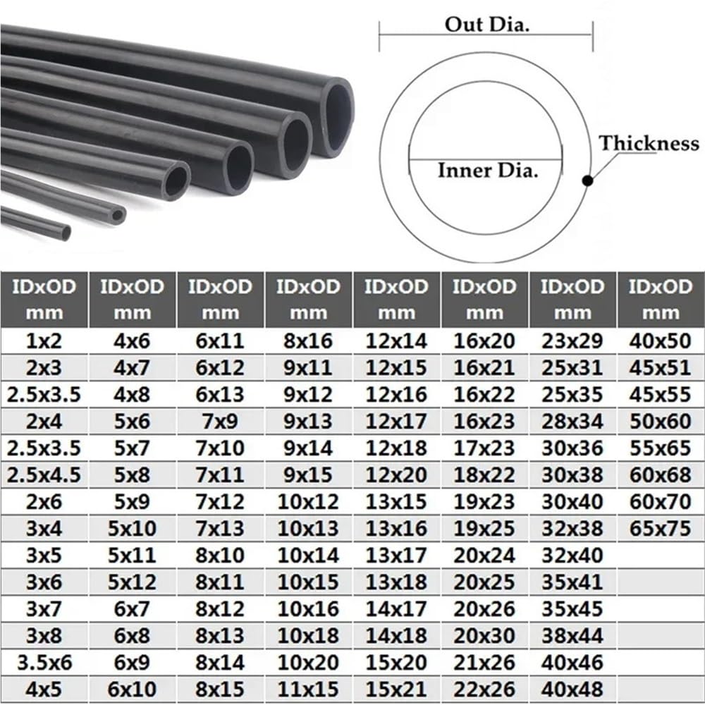Tuyau Flexible en caoutchouc souple for pompe à air d'aquarium de 3 mètres, Tube en Silicone noir, tuyau de réservoir de carburant haute pression ID 1mm à 23mm(21MM*26MM)