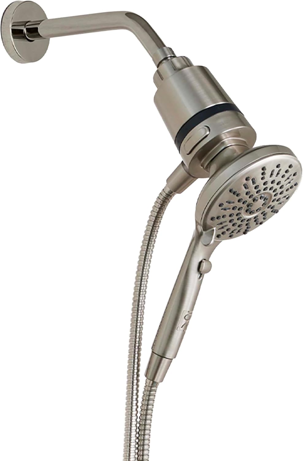 SEVENTY 5-Setting Magnetic Handheld Shower Head with Shower Filter and 59 Inch Hose in Brushed Nickel – Helps Reduce Chlorine and Impurities for Healthier Hair, Skin and Scalp, Easy to Install (12159)