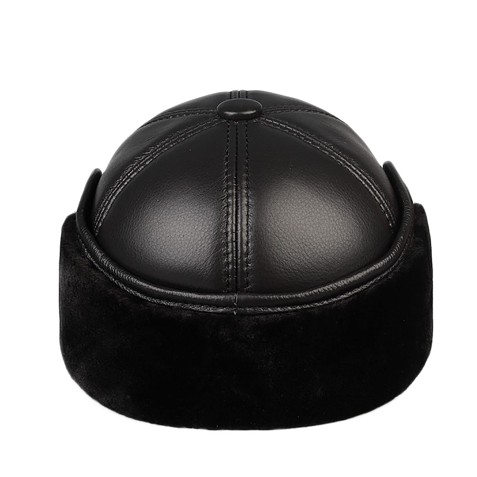 G&F Uomo Cappello Bomber Cappello Russo Ushanka Pelle Trapper Berrettospessi Cappelli Aviatore con Grondaia Grande Inverno (Color : Black, Size : 59-60)