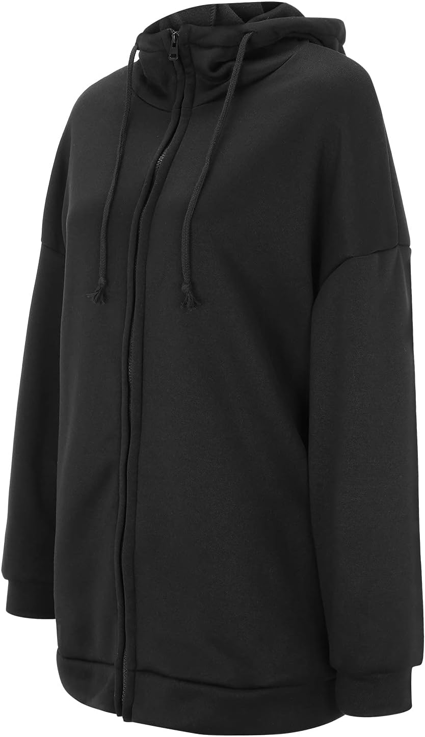 Sweatshirt Coat for Women Long Fleece Full Zip Hooded Oversized Jacket Fall Winter Trendy Casual Travel Streetwear Tops